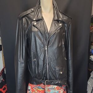 Vintage Biker Black Leather Jacket True To The 80's